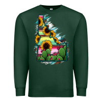 Sports Green Idaho Map Sunflower Cactus Serape Premium Sweatshirt - RanaPortraitStore
