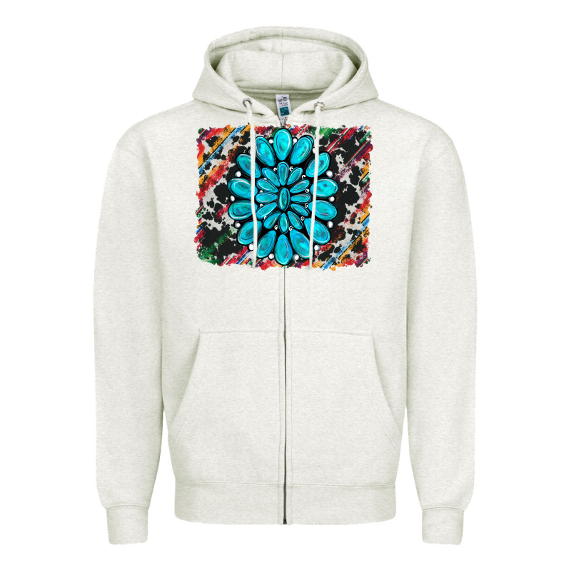 Cowhide And Serape Gemstone Background Zipper Hoodie by RanaPortraitStore | Teevron