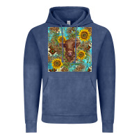 Vintage Denim western highland cow Vintage Hoodie - BarkalooDesign