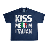 Navy Kiss Me I'm Italian Urban Heavy Tee - ArtChic