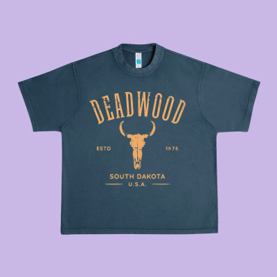 Deadwood South Dakota Usa Vintage Distressed Style Design Long Sleeve Urban Heavy Tee Designed By Studioelite