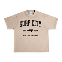 French Oak Surf City North Carolina Nc Vintage Sports Design Black Prin Urban Heavy Tee - StudioElite