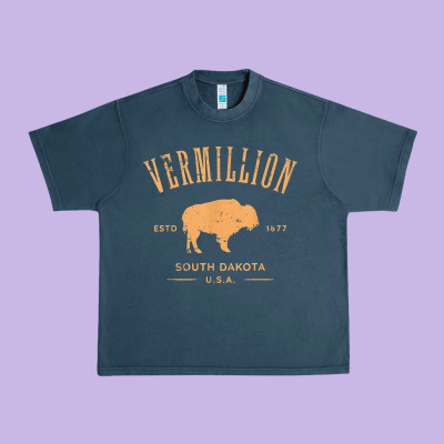 Vermillion South Dakota Bison Distressed Design T Shirt Urban Heavy Tee Designed By Studioelite