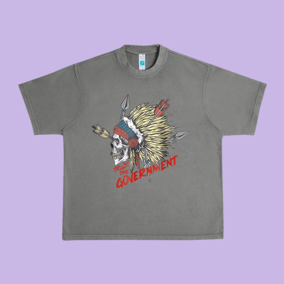Trust The Government Skull Native American Chief Native T Shirt Urban Heavy Tee Designed By Studioelite