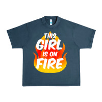 Midnight Navy This Girl Is On Fire Fierce Lady Woman Power Go Girls Fiery Urban Heavy Tee - StudioElite