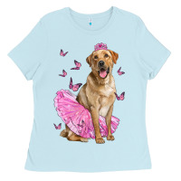 Baby Blue Labrador Retriever Dog With Tutu Ladies Tee - LillyAllenDesigns