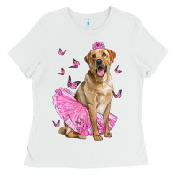 White Labrador Retriever Dog With Tutu Ladies Tee - LillyAllenDesigns