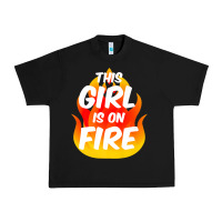 Black This Girl Is On Fire Fierce Lady Woman Power Go Girls Fiery Urban Heavy Tee - StudioElite