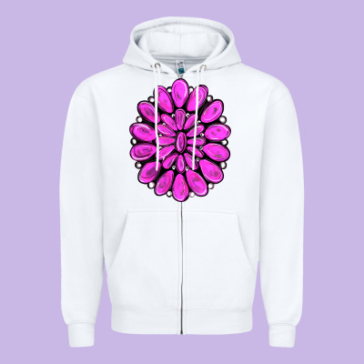 Pink Gemstone Zipper Hoodie Designed By Ranaportraitstore