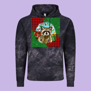 Christmas Raccoon Vintage Hoodie Designed By Barkaloodesign