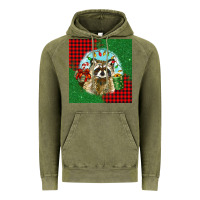 Vintage Olive christmas raccoon Vintage Hoodie - BarkalooDesign