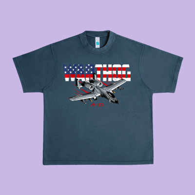 Military Airplane A-10 Warthog American Flag Urban Heavy Tee Designed By Studioelite