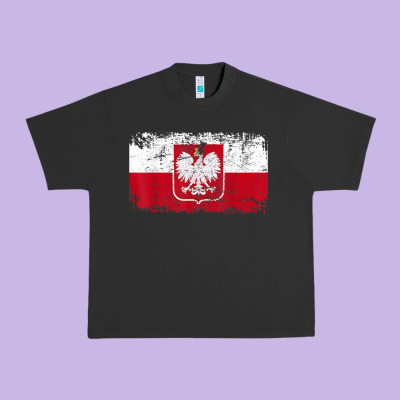 Poland Polska Flag Vintage  Men Women Kids  Poland T Shirt Urban Heavy Tee Designed By Studioelite