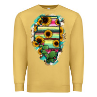 Antique Gold Illinois Map Sunflower Cactus Serape Premium Sweatshirt - RanaPortraitStore
