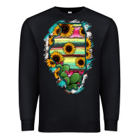 Black Illinois Map Sunflower Cactus Serape Premium Sweatshirt - RanaPortraitStore