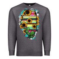 Charcoal Heather Illinois Map Sunflower Cactus Serape Premium Sweatshirt - RanaPortraitStore