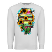 Dove Grey Illinois Map Sunflower Cactus Serape Premium Sweatshirt - RanaPortraitStore
