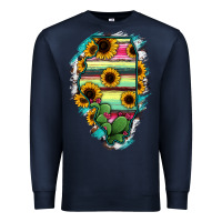 Navy Illinois Map Sunflower Cactus Serape Premium Sweatshirt - RanaPortraitStore