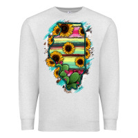 Oatmeal Heather Illinois Map Sunflower Cactus Serape Premium Sweatshirt - RanaPortraitStore