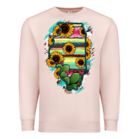 Pale Pink Illinois Map Sunflower Cactus Serape Premium Sweatshirt - RanaPortraitStore