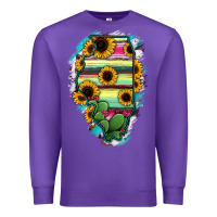 Purple Illinois Map Sunflower Cactus Serape Premium Sweatshirt - RanaPortraitStore