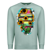 Seafoam Illinois Map Sunflower Cactus Serape Premium Sweatshirt - RanaPortraitStore