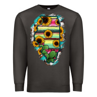 Smoke Illinois Map Sunflower Cactus Serape Premium Sweatshirt - RanaPortraitStore