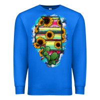 True Royal Illinois Map Sunflower Cactus Serape Premium Sweatshirt - RanaPortraitStore