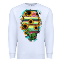 White Illinois Map Sunflower Cactus Serape Premium Sweatshirt - RanaPortraitStore