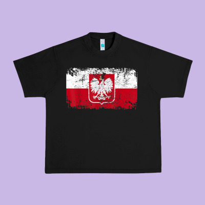 Poland Polska Flag Vintage  Men Women Kids  Poland T Shirt Urban Heavy Tee Designed By Studioelite