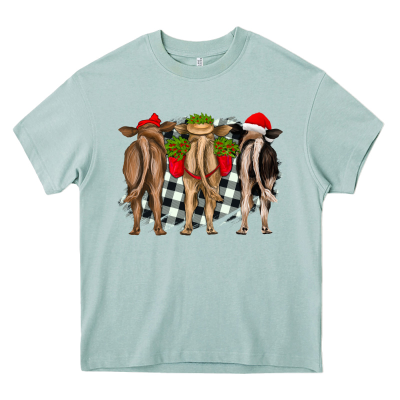 Christmas Heifers Back View Heavy Core Tee by RanaPortraitStore | Teevron