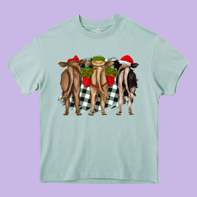 Christmas Heifers Back View Heavy Core Tee Designed By Ranaportraitstore