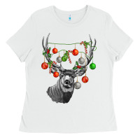 White Mule deer with Ladies Tee - LillyAllenDesigns