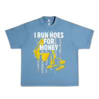 Pebble Blue heavy equipment operator i run hoes for money usa flag t shirt Urban Heavy Tee - StudioElite