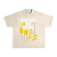 Sandshell heavy equipment operator i run hoes for money usa flag t shirt Urban Heavy Tee - StudioElite