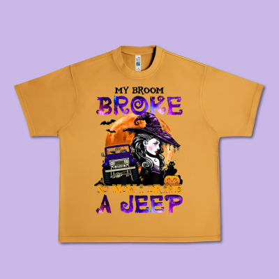 My Broom Broke So Now I Drive A J.e.e.p Witch Halloween T Shirt Urban Heavy Tee Designed By Studioelite