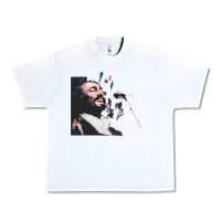 White Original Portrait of Luciano Pavarotti Urban Heavy Tee - StudioElite