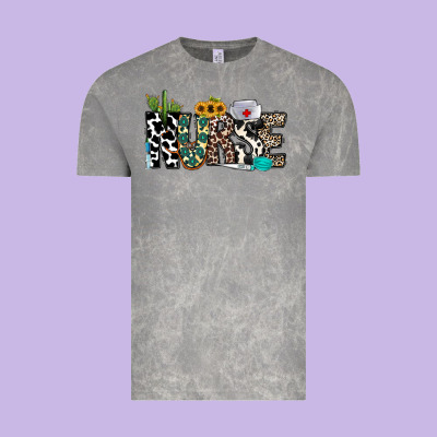 Nurse Leopard And Cowhide Vintage Tee Designed By Cowhidedigitalart