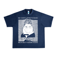 Navy no i don't listen to music because it fuckking suckks t shirt Urban Heavy Tee - StudioElite