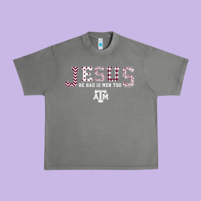 Texas A&m Aggies Jesus - Had 12 Men - Patterned Urban Heavy Tee Designed By Pixelflow