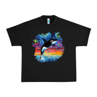 Black Orca Killer Whale Starry Night Impressionist Dog Art By Aja Urban Heavy Tee - PixelFlow