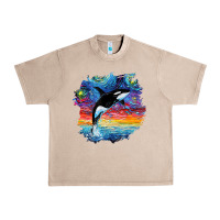 French Oak Orca Killer Whale Starry Night Impressionist Dog Art By Aja Urban Heavy Tee - PixelFlow