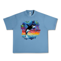 Pebble Blue Orca Killer Whale Starry Night Impressionist Dog Art By Aja Urban Heavy Tee - PixelFlow