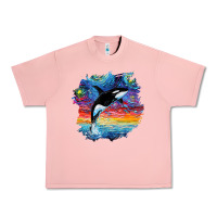 Salmon Orca Killer Whale Starry Night Impressionist Dog Art By Aja Urban Heavy Tee - PixelFlow