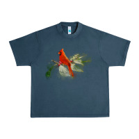 Midnight Navy wild red cardinal bird long sleeve Urban Heavy Tee - PixelFlow