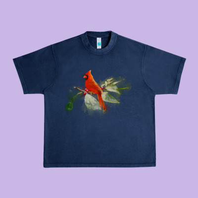Wild Red Cardinal Bird Long Sleeve Urban Heavy Tee Designed By Pixelflow