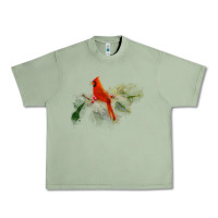 Oil Green wild red cardinal bird long sleeve Urban Heavy Tee - PixelFlow