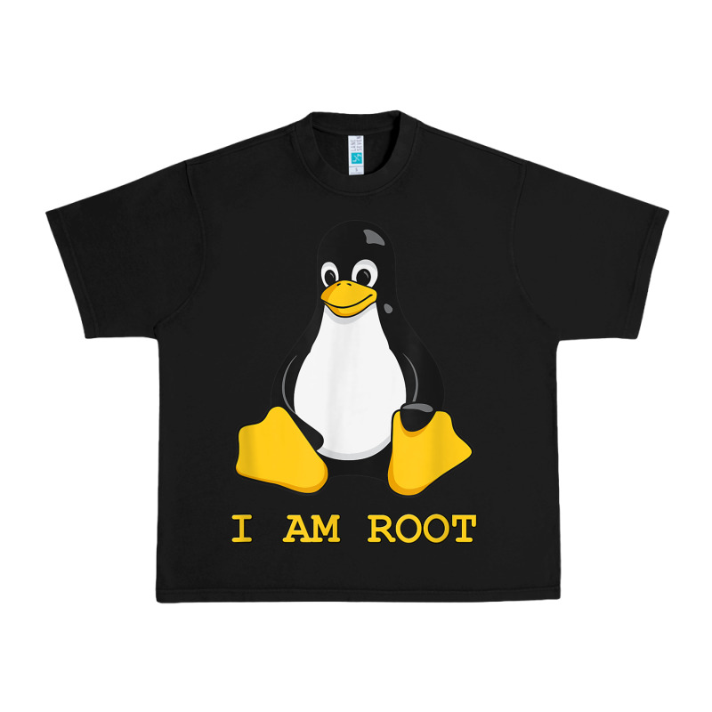 Linux Mascot Tux The Penguin I Am Root Tshirt Men Women Kids Urban Heavy Tee by PixelFlow | Teevron
