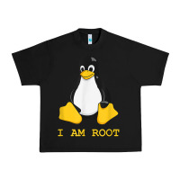 Black Linux Mascot Tux the Penguin I Am Root TShirt Men Women Kids Urban Heavy Tee - PixelFlow