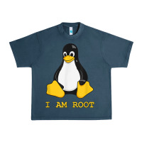 Midnight Navy Linux Mascot Tux the Penguin I Am Root TShirt Men Women Kids Urban Heavy Tee - PixelFlow